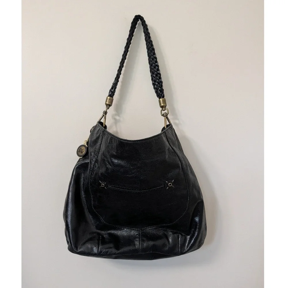 The Sak Indeo Demi Leather Braided Strap Hobo Bag Black